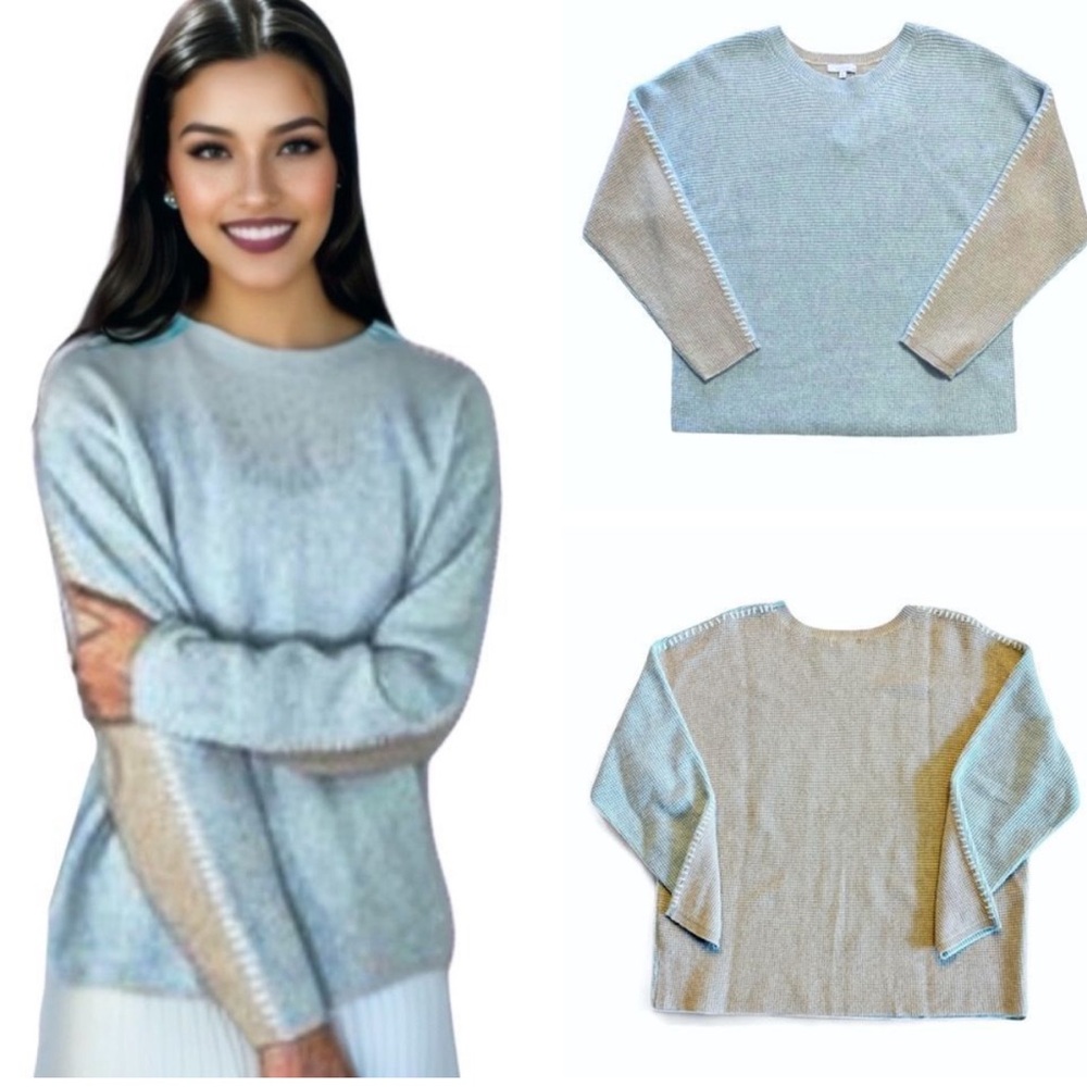 ⭐️NWT (298$) Johnny Was Calme cashmere/wool color block pullover SZ SM